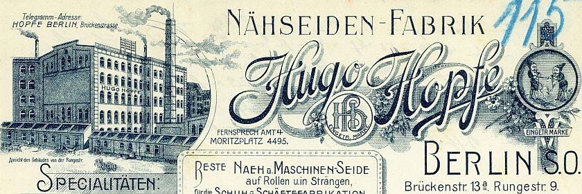 Briefkopf von Hugo Hopfe