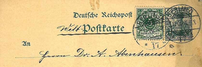 Welt-Postkarte an Alfred Abenhausen