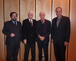 Referenten und Veranstalter v.r.n.l.: Harald Wolf, Klaus Dettmer, Hans Stimmann, Björn Berghausen