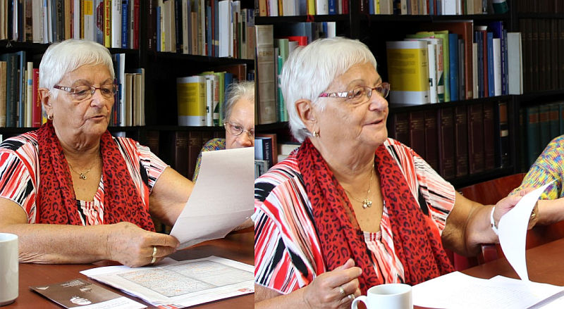 Helga Krzyzagorski entziffert alte Schrift – schnell, souverän und kompetent verkündet sie in die Lösung (BBWA)
